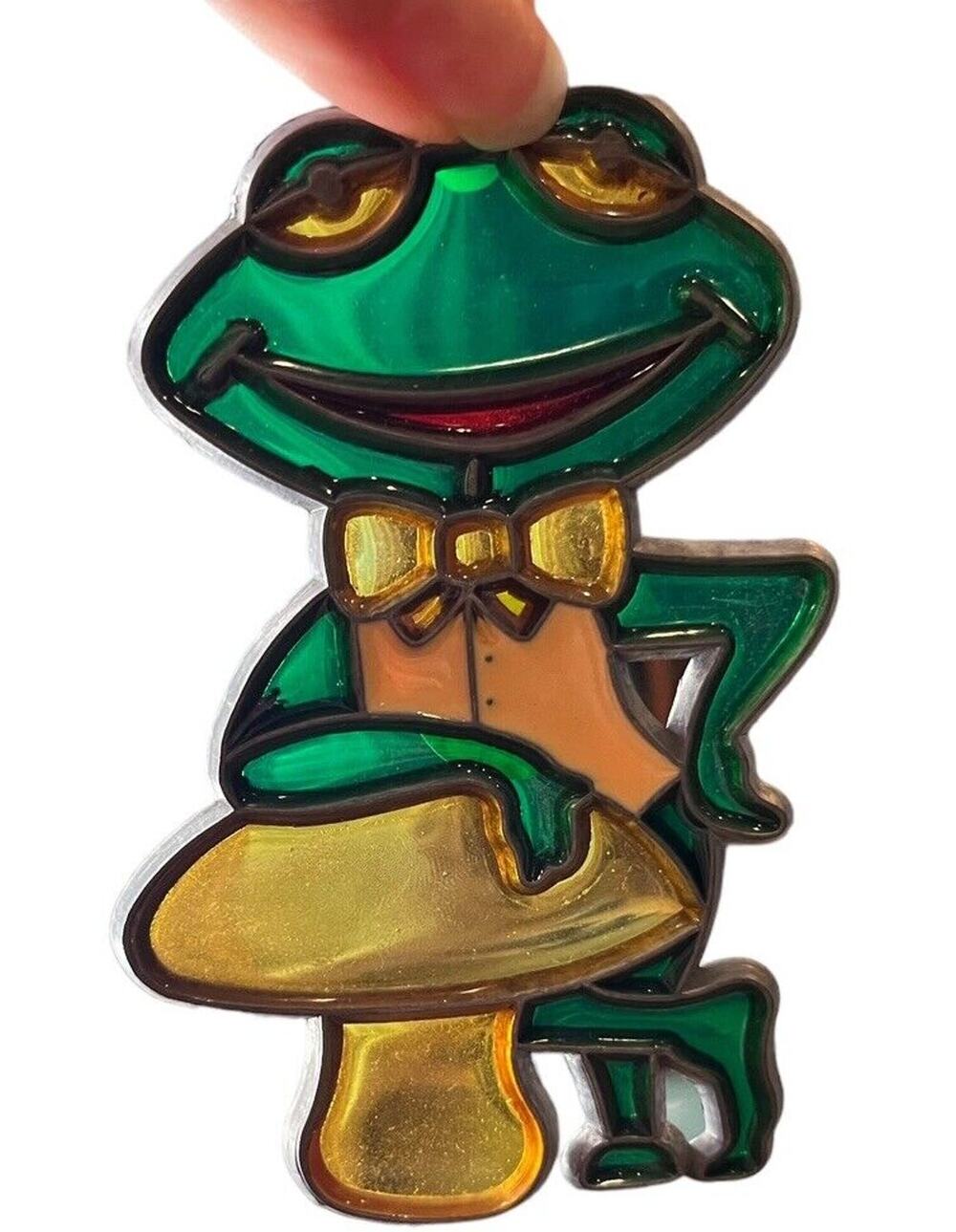 Vintage Mushroom Frog Toad Sun Catcher Metal Window Art MCM Retro Suncatcher
